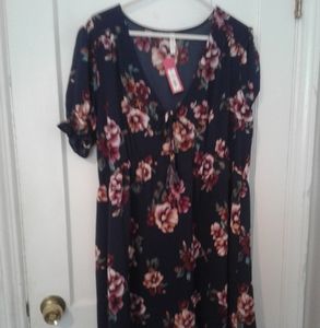 NWT Xhilaration XXL Navy Dress with Floral Pattern
